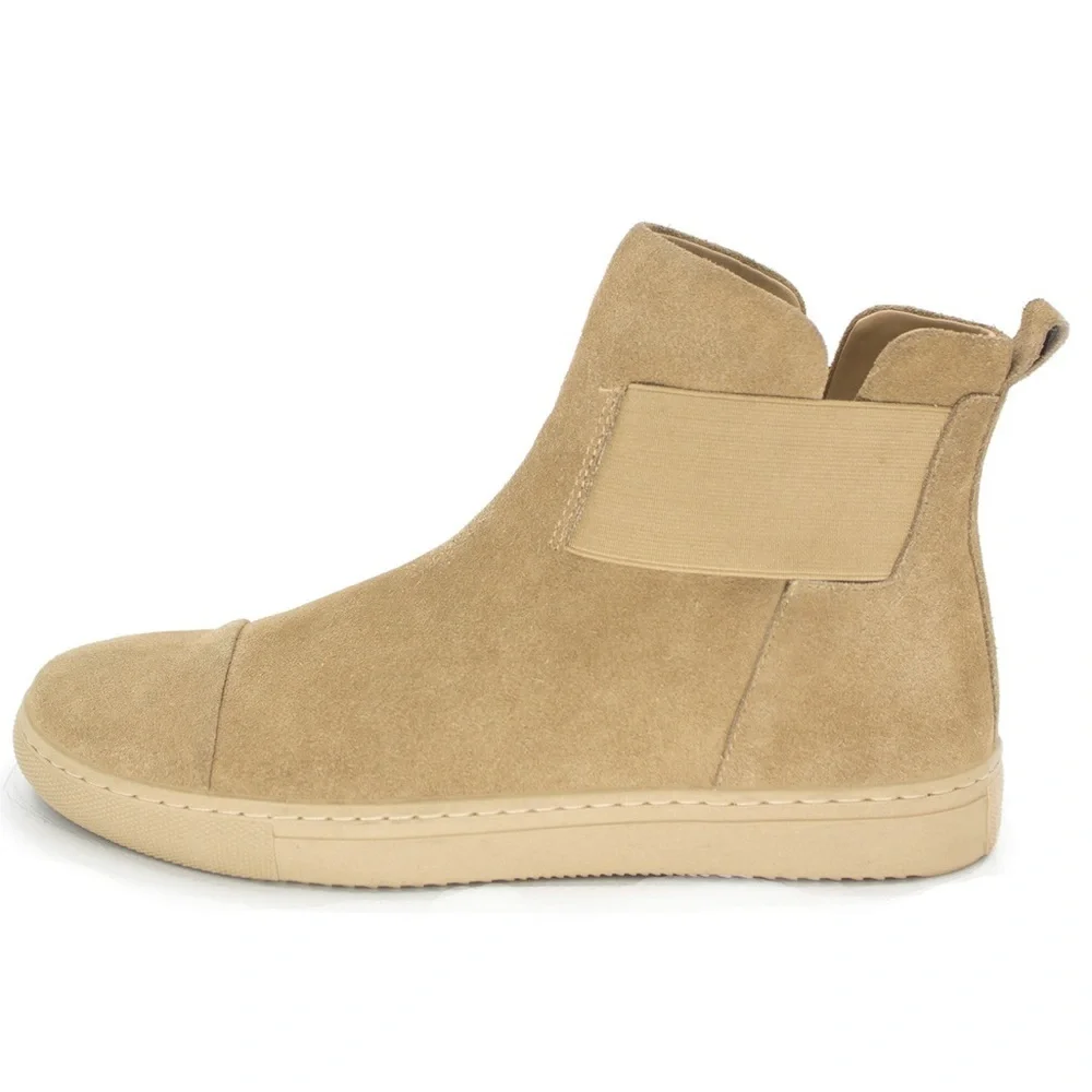 Hip And Bone Men’s LEATHER Suede stretch slip on Chelsea Boots Sand tan M 8 / 41
